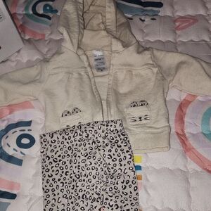 Carter's Cream Hoodie and Leopard Print Pants Set